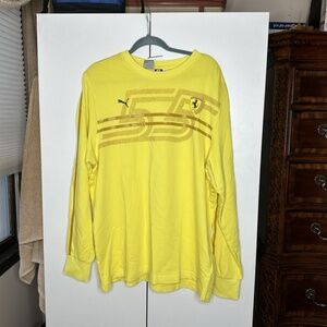 PUMA Ferrari Race Desert Sun Crew 2 Sweatshirt Long Sleeve Yellow Mens Sz XL NEW